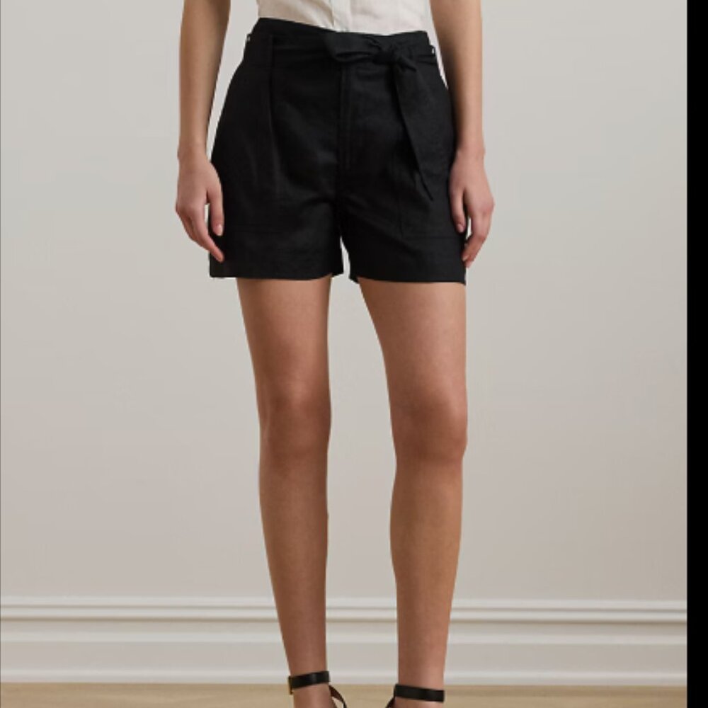 NWT Womens Ralph Lauren Black Label Linen Belted Shorts Casual Petite size 6P